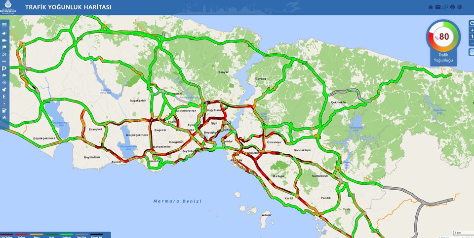 İstanbul'da trafik yoğunluğu yüzde 80'i gördü - 1