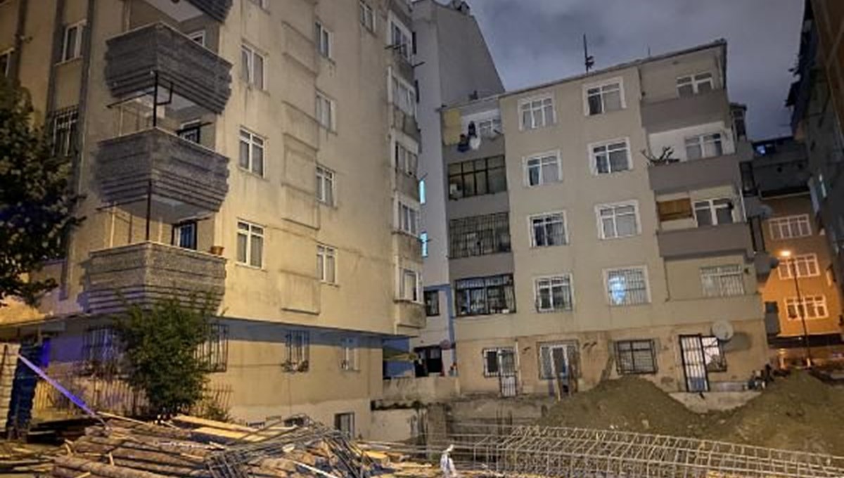 Bahçelievler'de yanındaki inşaat nedeniyle sallanan 8 katlı apartman tahliye edildi