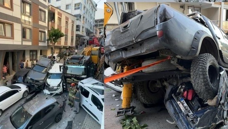 İstanbul'da kayan vinç 23 aracı biçti