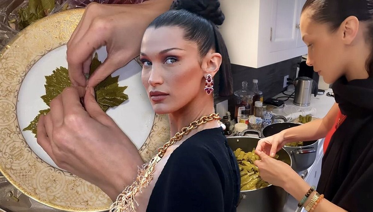 Bella Hadid mutfağa girdi yaprak sarması hazırladı