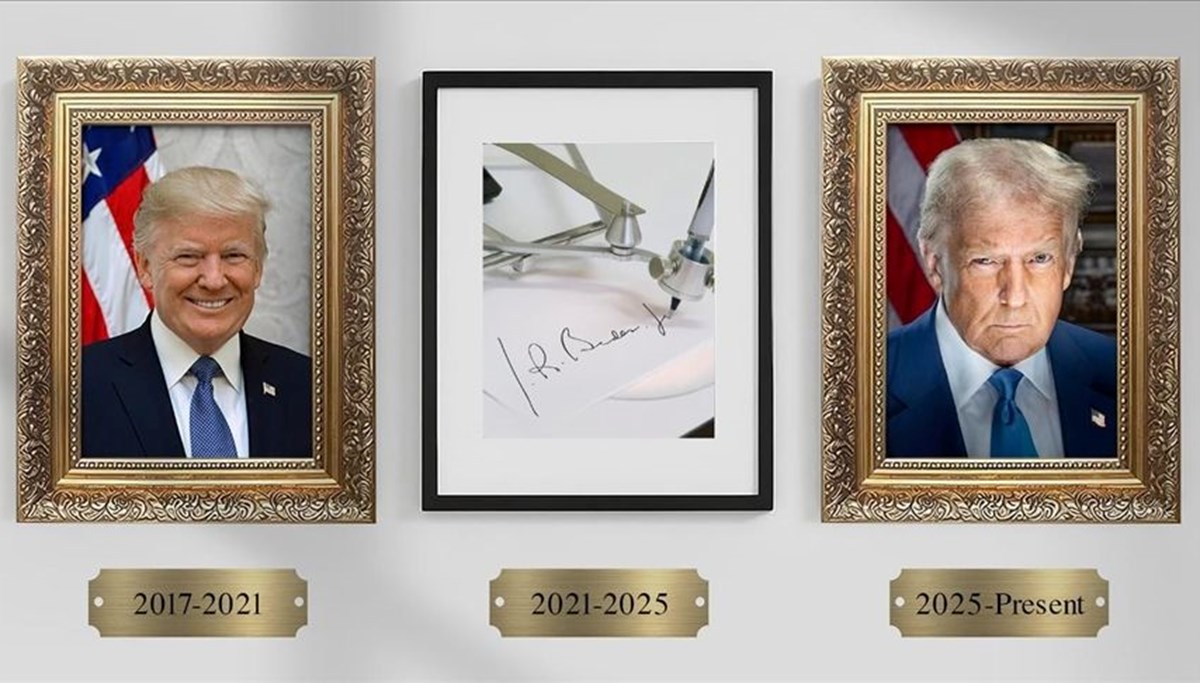 Trump Biden otomatik kalem portresi