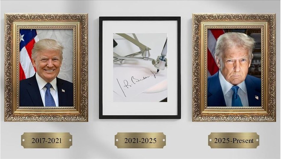 Trump'ın Biden'dan intikamı. Beyaz Saray'a Biden'ın fotosu yerine otomatik kalem koydu