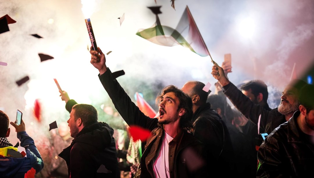 İstanbul'da İsrail Konsolosluğu önünde Filistin'e destek eylemi