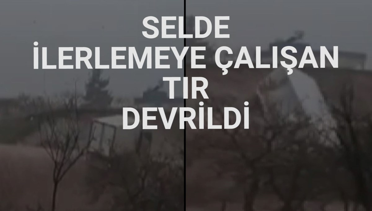Şanlıurfa'da sele kapılan TIR devrilip sürüklendi