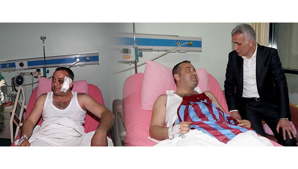 Hacıosmanoğlu saldırıya uğrayan otobüsün şoförünü ziyaret etti
