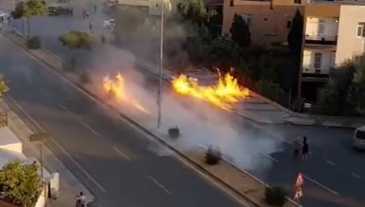 İnternet çalışmasında doğalgaz hattında yangın