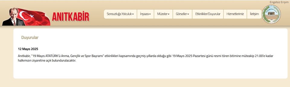 Anıtkabir bugün saat kaça kadar açık? 19 Mayıs Anıtkabir ziyaret saatleri - 1