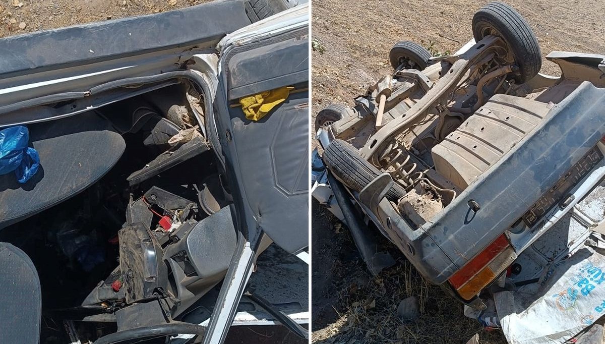 Kız istemeye gidenlerin otomobili devrildi