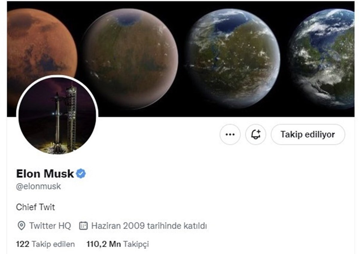 Musk, Twitter profilinde değişikliğe gitti.