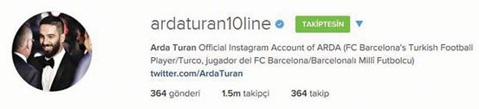Instagram Arda Turan ve Meryem Uzerli'yi seçti (Mavi tık onayı) - 2