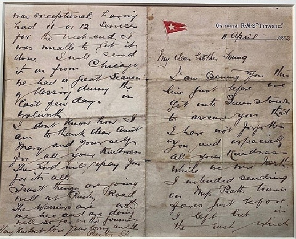 Batan Titanic gemisinde ölen papazın yazdığı mektup açık artırmada - 1