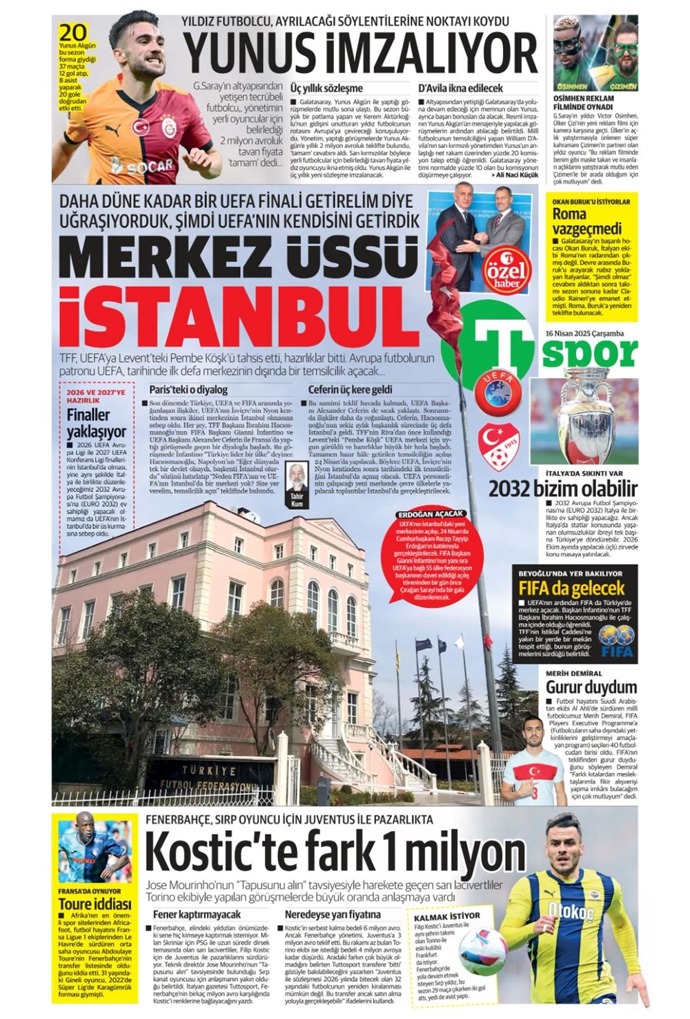 "Kim Min-Jae harekatı" (16 Nisan 2025 spor manşetleri) - 29