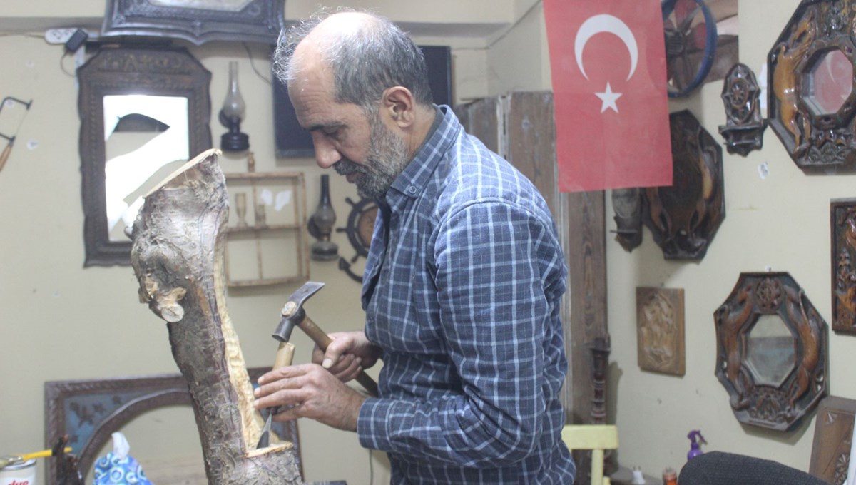 Ahşap, Temel Usta'nın elinde sanat eserine dönüşüyor Ahşap, Temel Usta'nın elinde sanat eserine dönüşüyor