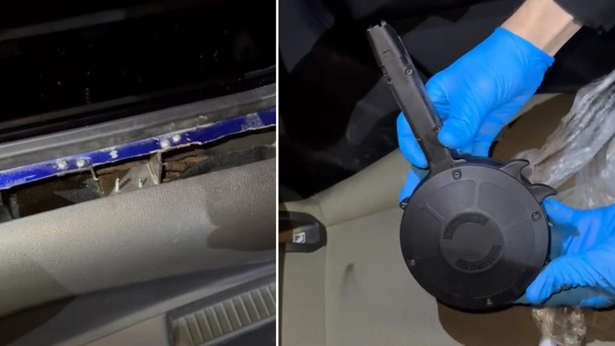 Polisin bulduğu gizli bölmeden kalaşnikof tüfeği için yapılmış bir şarjör çıktı. Aynı bölmede uyuşturucu madde de ele geçirildi. Polisin bulduğu gizli bölmeden kalaşnikof tüfeği için yapılmış bir şarjör çıktı. Aynı bölmede uyuşturucu madde de ele geçirildi.