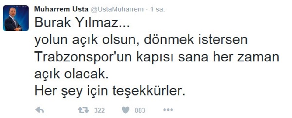 Muharrem Usta'dan "Burak Yılmaz" tweet’i - 1