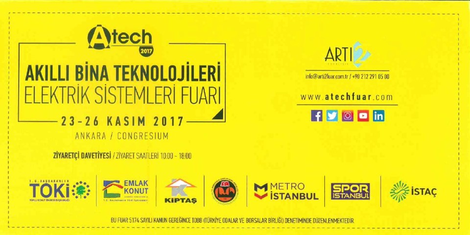A-TECH, Ankara Congresium Fuar Merkezi’nde 22 Kasım'da başlıyor.

