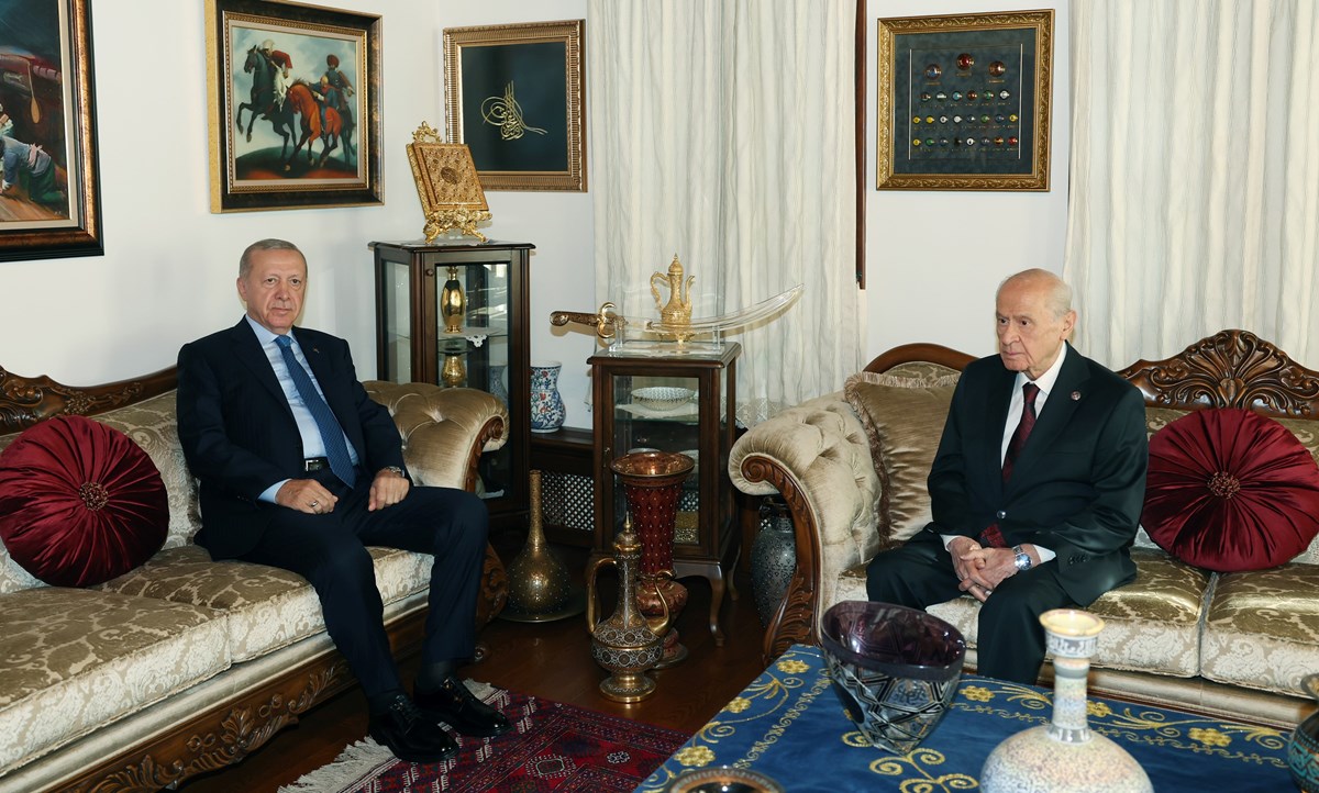 Erdoğan, Bahçeli ile Beştepe’de bulunan konutunda bir araya geldi.