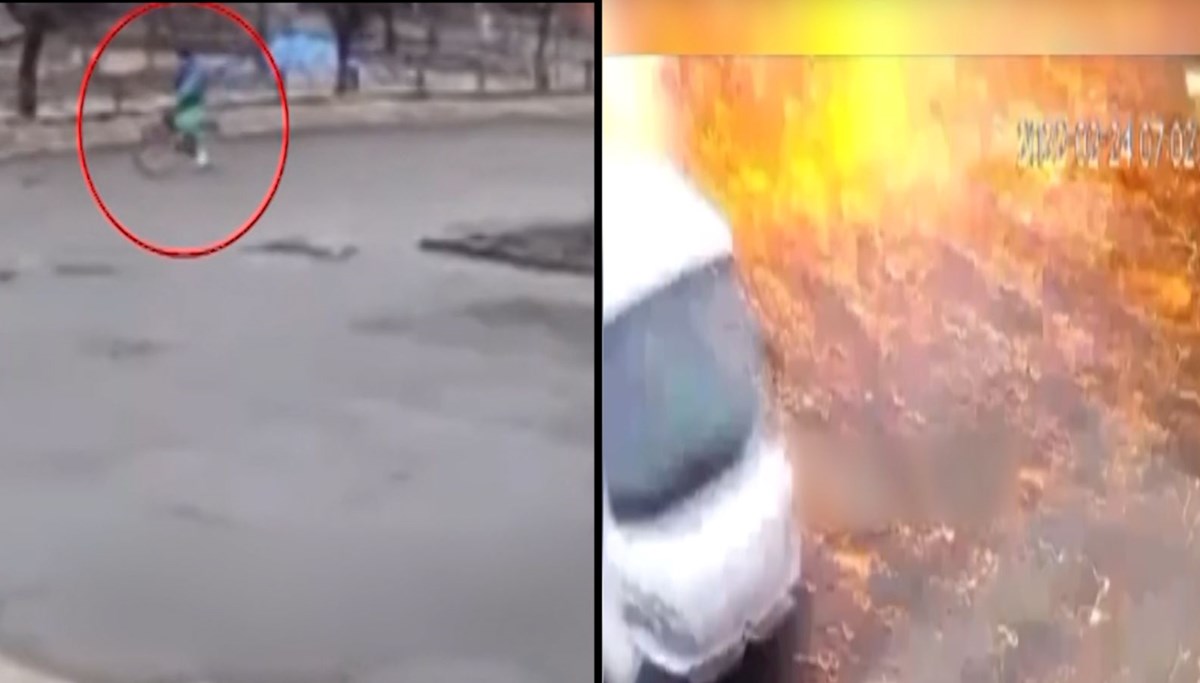 Bisiklet sürerken bombanın hedefi oldu