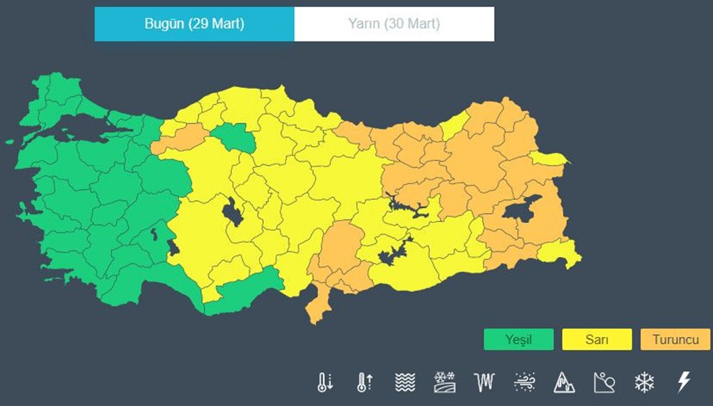 56 il için sarı ve turuncu kod (Meteoroloji'den haftalık hava durumu raporu) - 3