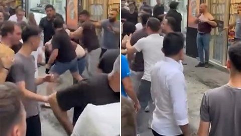 Fatih'te ortalık karıştı: Esnaf tekmeli yumruklu kavgaya tutuştu