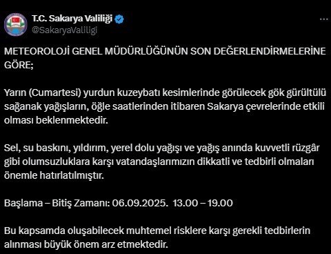 Açıklamada, olumsuzluklara karşı vatandaşların dikkatli ve tedbirli olması istendi.