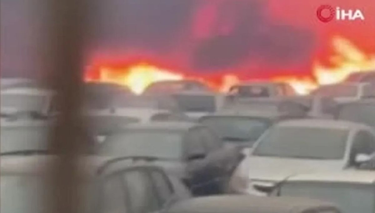 Yunanistan’da otoparktaki 550 araç yandı