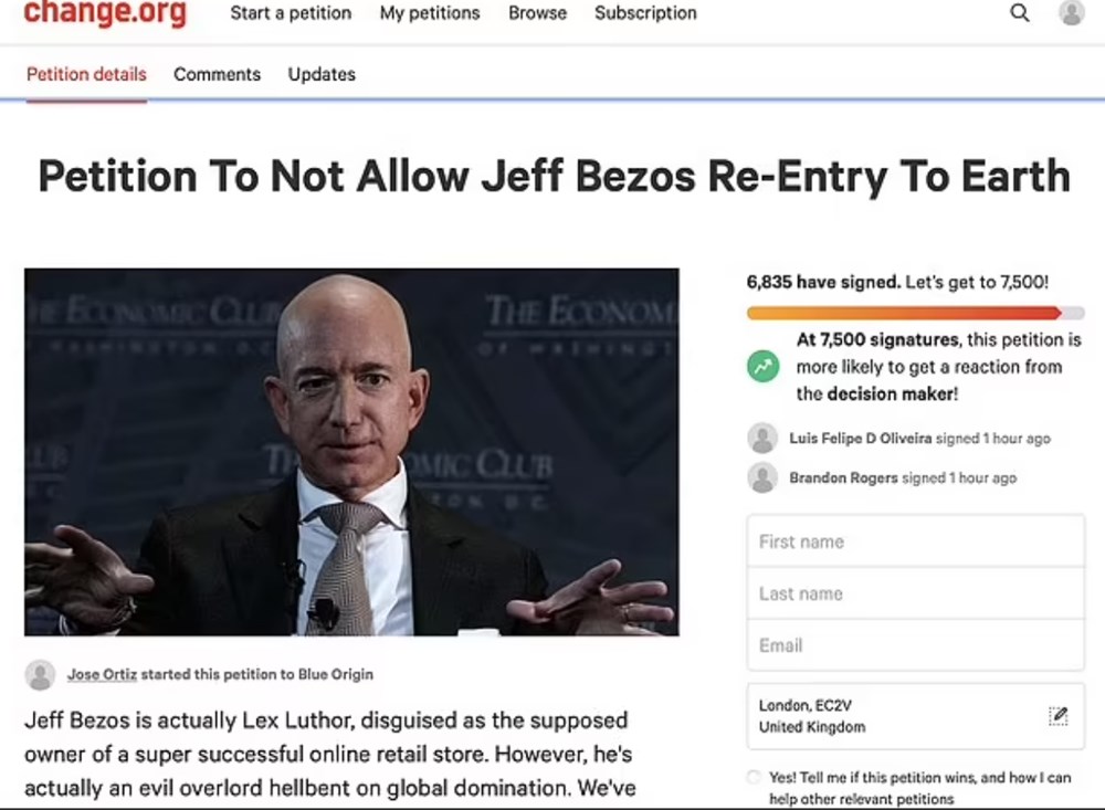 Amazon'un kurucusu Bezos’un Dünya’ya dönmesini engellemek için imza kampanyası başlatıldı - 2
