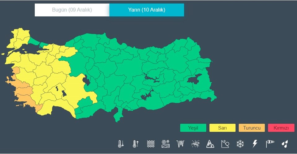 Meteoroloji'nin sitesinde söz konusu tarihlerde İstanbul için bir uyarı yer almadı.