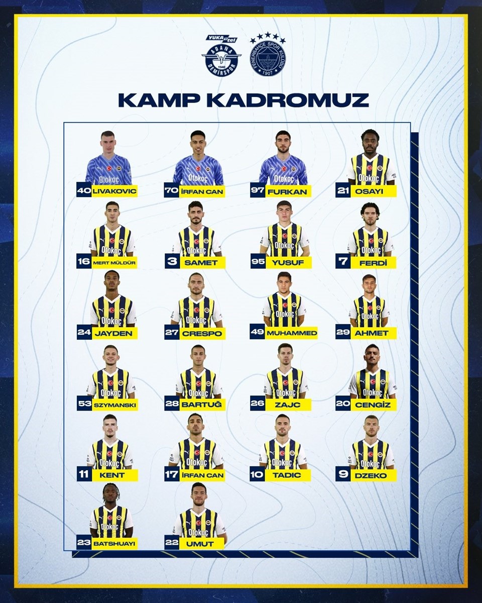 Fenerbahçe kamp kadrosu açıklandı: Fred, Adana Demirspor maçında oynayacak mı? - 1