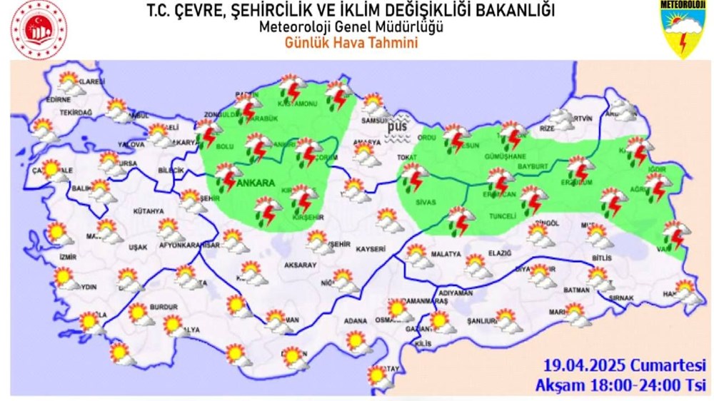 Meteoroloji 20 il için uyardı: Sıcaklık düşüyor, sağanak yağış geliyor (19 Nisan Cumartesi hava durumu) - 2