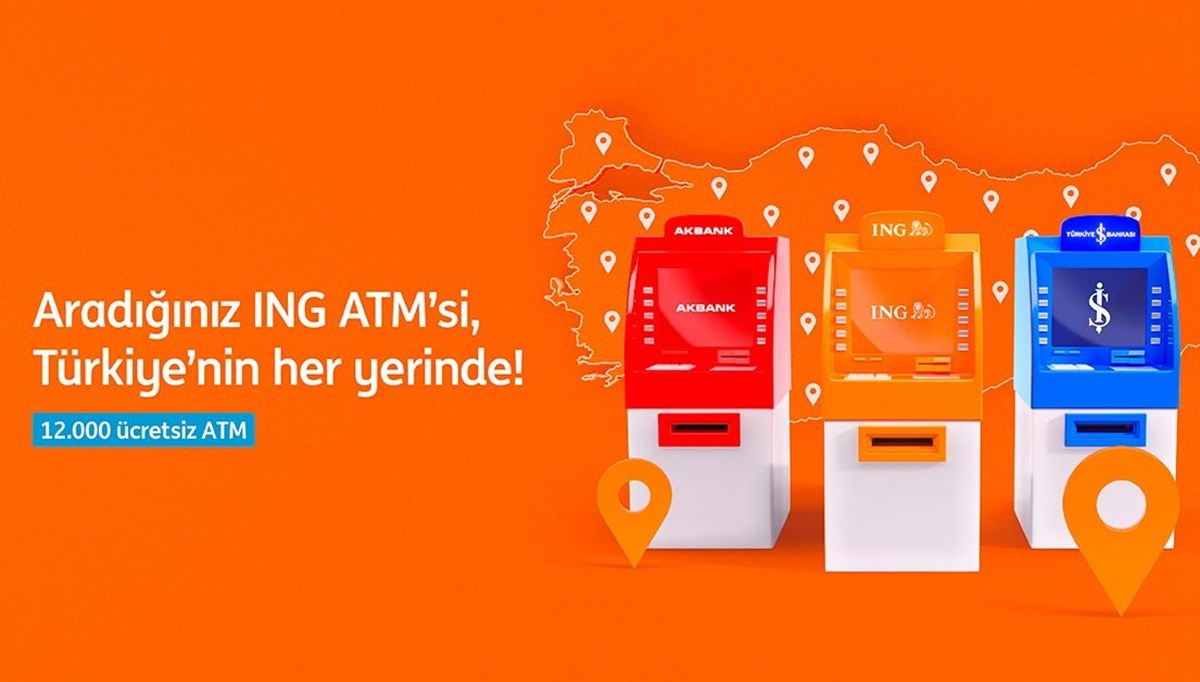 ING'liler Türkiye genelinde 12 bin ATM'yi ücretsiz kullanabilecek