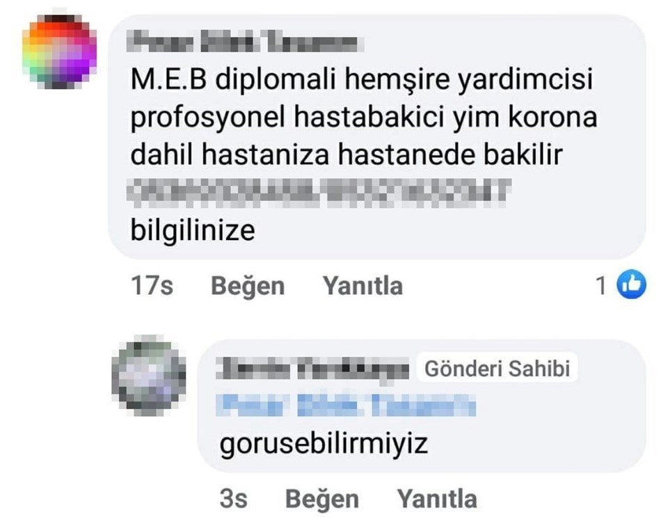 Covid-19 hastası için refakatçi ilanı - 3
