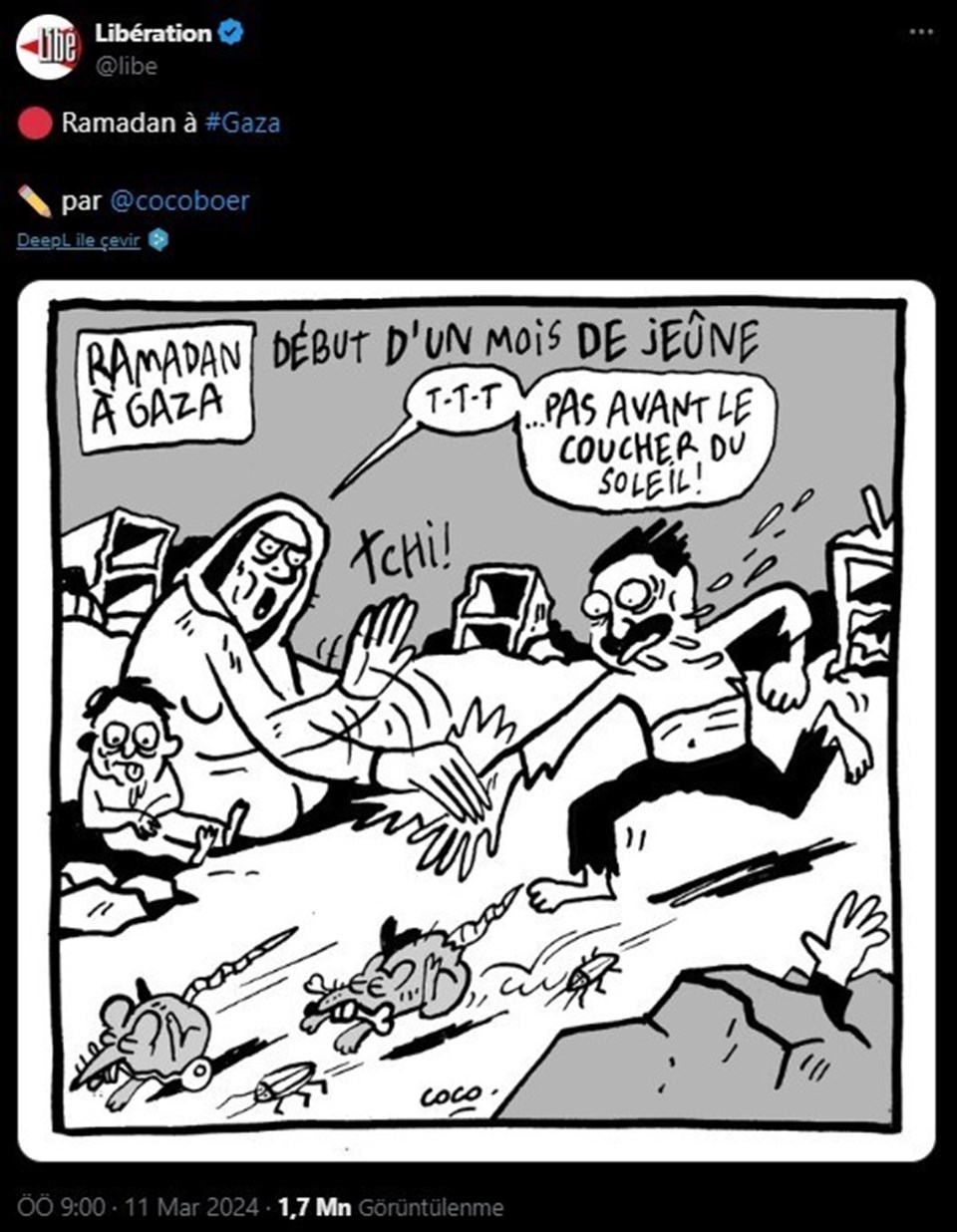 Fransız gazetesinden ırkçı karikatür: Gazzelilerin açlıkla mücadelesiyle dalga geçti - 1