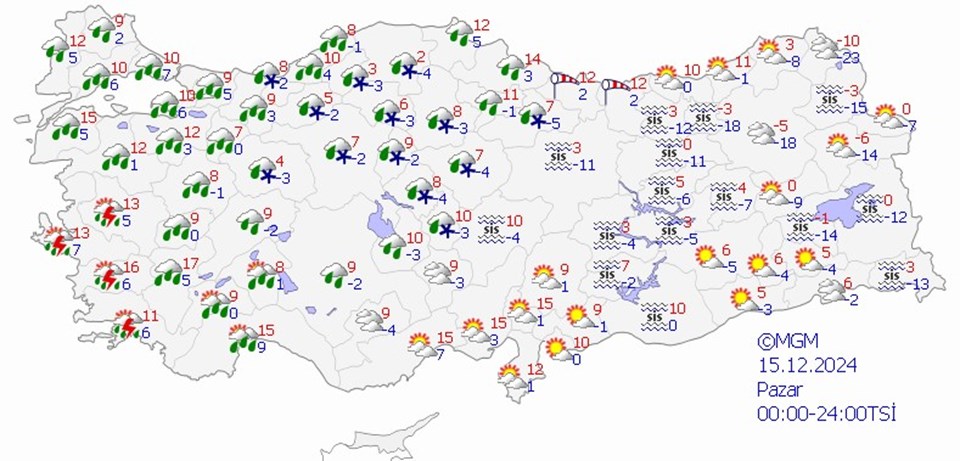 15 Aralık Pazar hava durumu: Yarın hava nasıl olacak? - 1