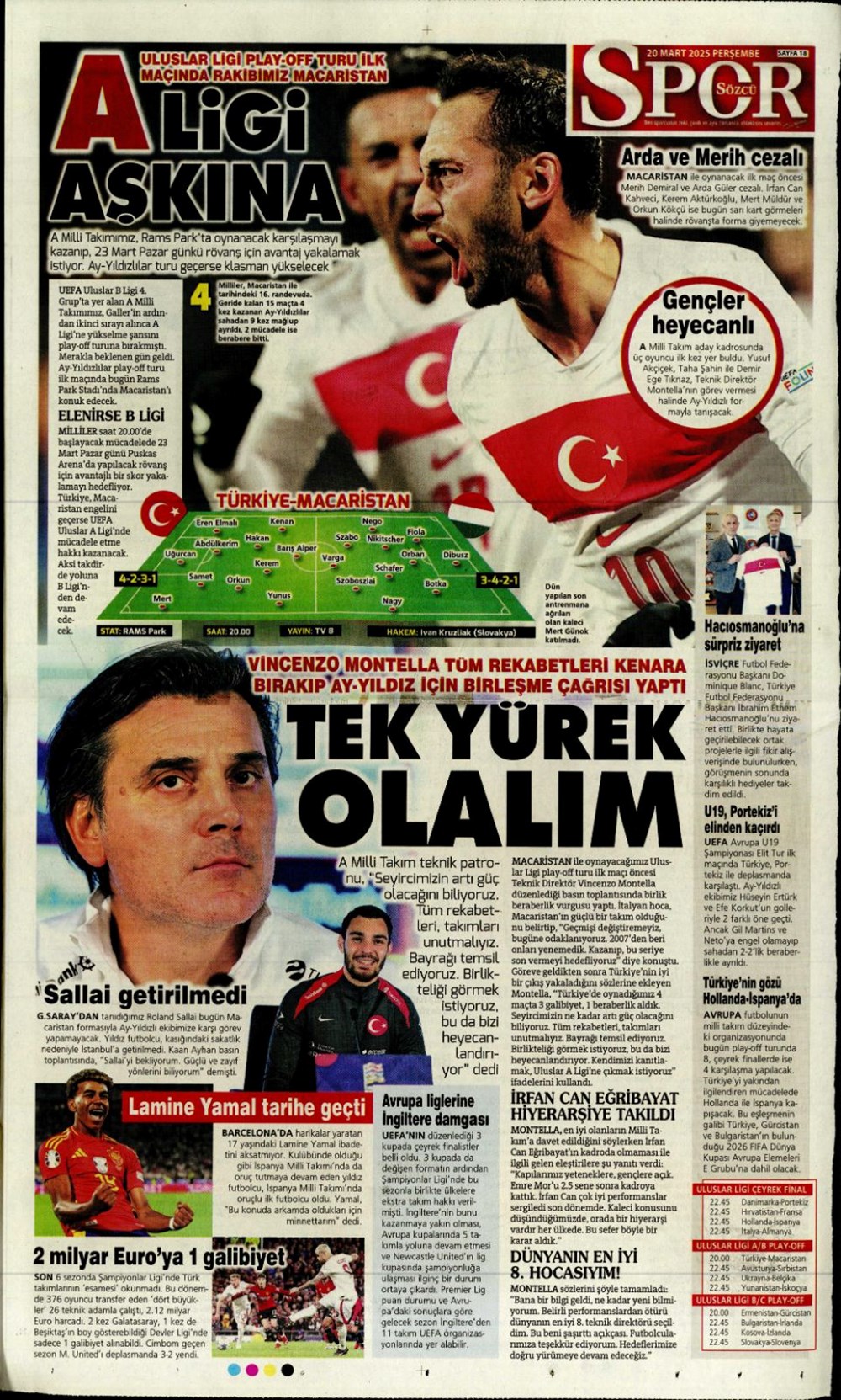 "Milliler avantaj peşinde" (20 Mart 2025 spor manşetleri) - 28
