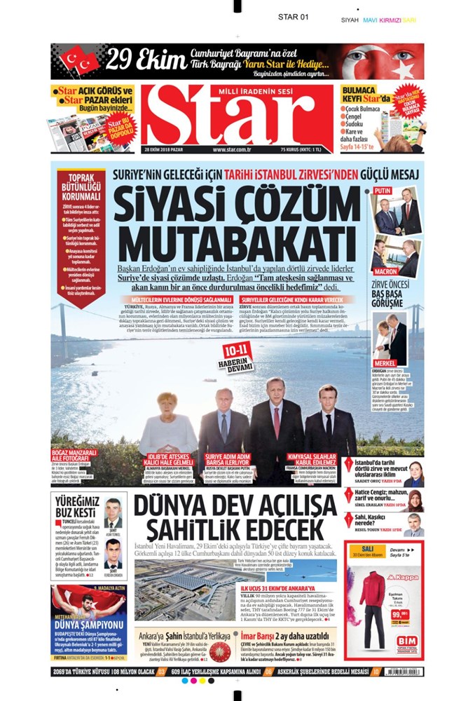 gunun gazete mansetleri 28 ekim 2018