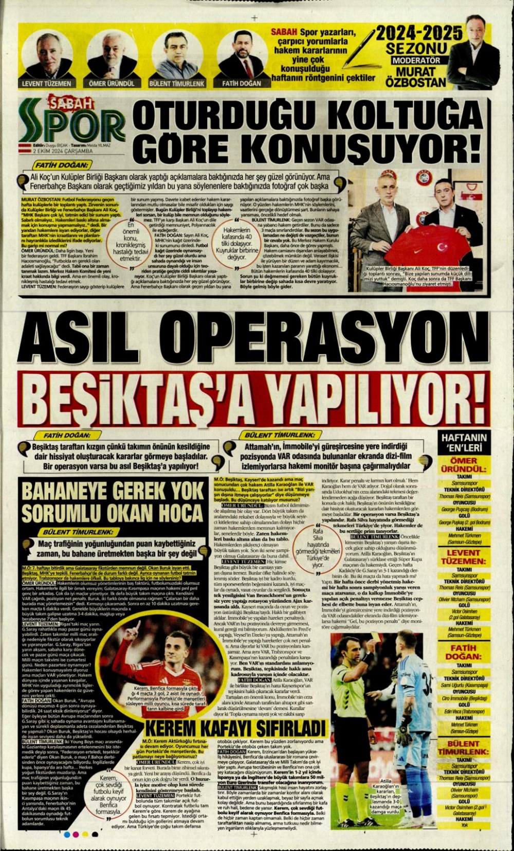 "Bir Mourinho klasiği" (2 Ekim 2024 spor manşetleri) - 9