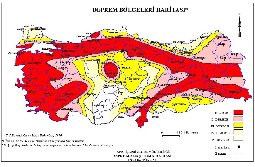 Türkiye Deprem Bölgeleri Haritası