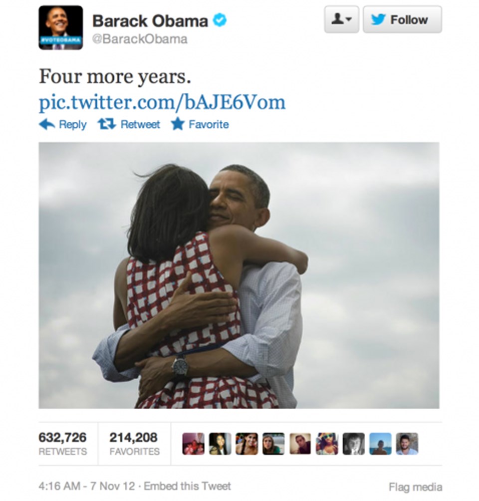 Obama'nın zafer mesajı Twitter rekoru kırdı - 1