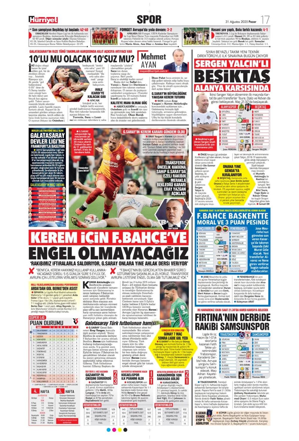 "Ya Kartal ya Schmidt" (31 Ağustos spor manşetleri) - 8