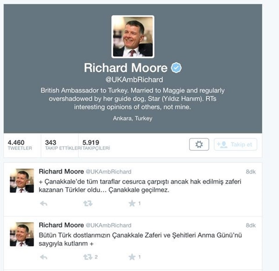 İngiliz Büyükelçi'den ''Çanakkale Geçilmez'' tweet'i - 1