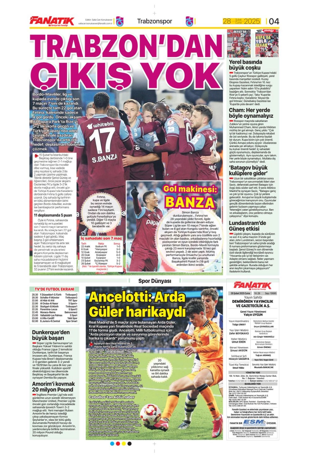 "Çeyrek finalde derbi var" (28 Şubat 2025 spor manşetleri) - 3