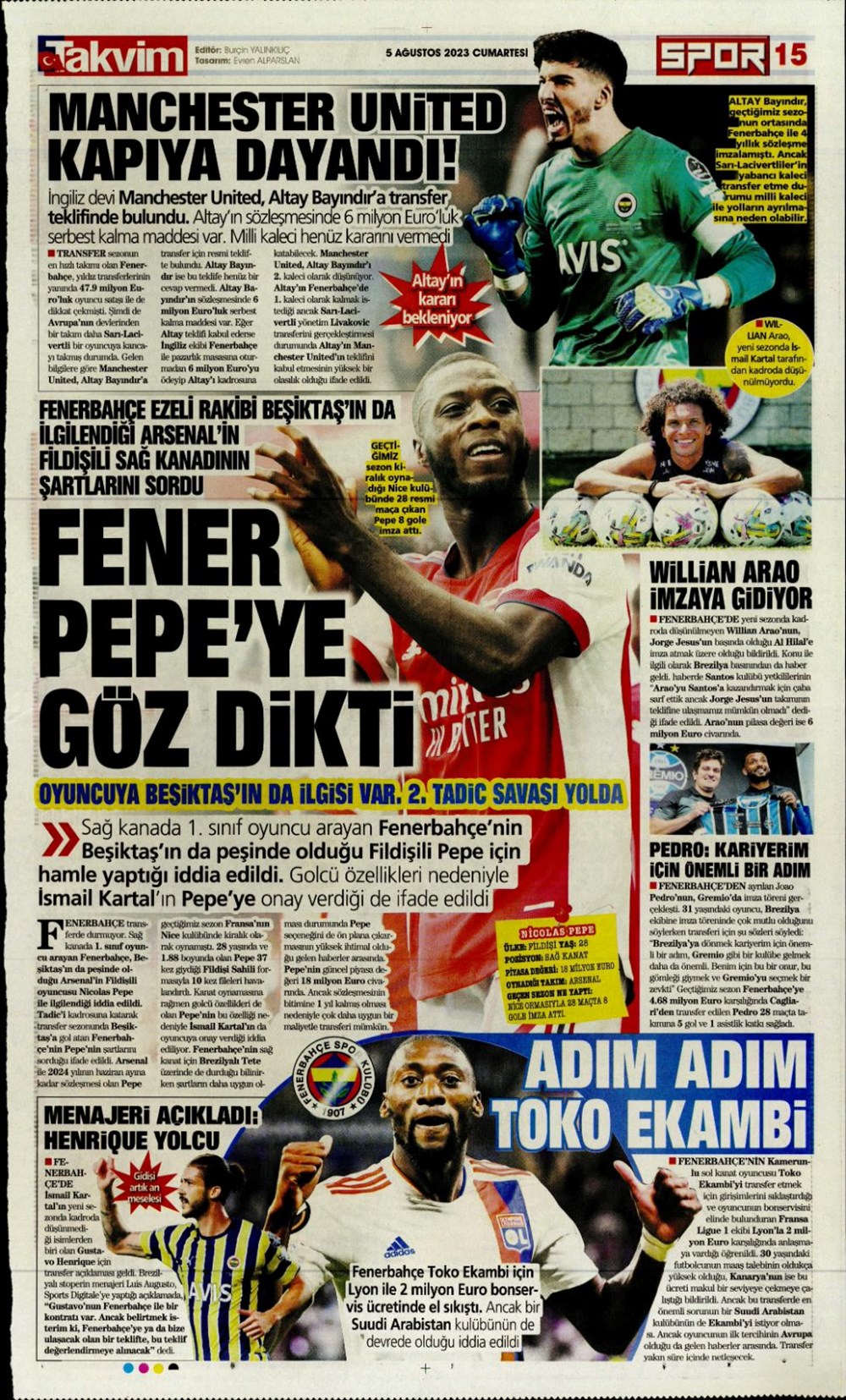 "Fener'e yıldız yağmuru" | 5 Ağustos 2023 spor manşetleri - 15