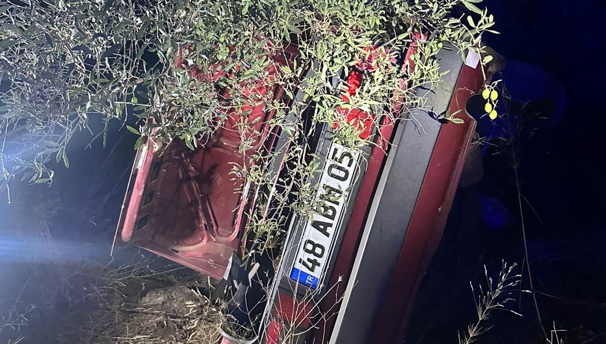 Şarampole devrilen araç ağaca çarptı