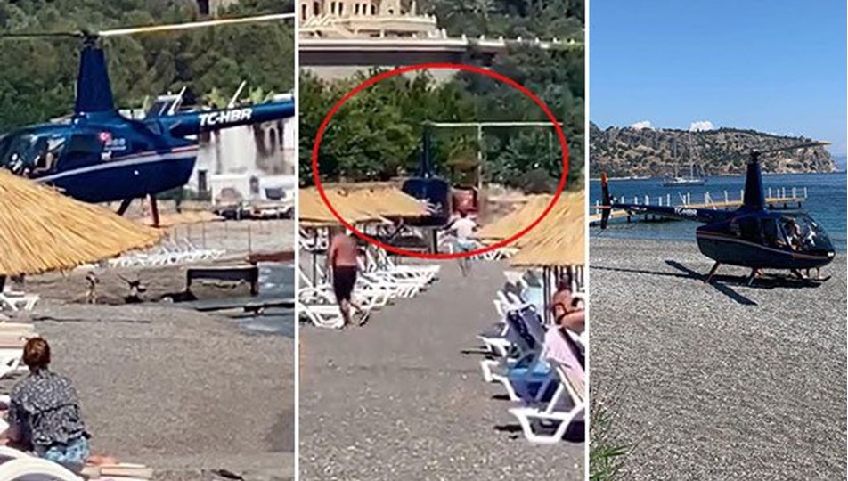 Marmaris'te helikopterin indiği plajdaki işletmeci: Bizim için çok güzel bir anı oldu