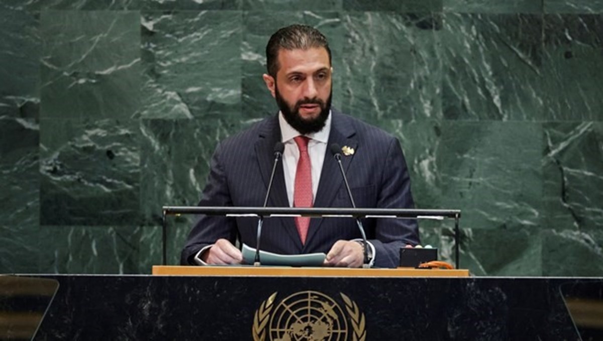 Suriye Cumhurbaşkanı Ahmed Şara, 58 yıl sonra BM kürsüsünda konuşan ilk Suriye lider.