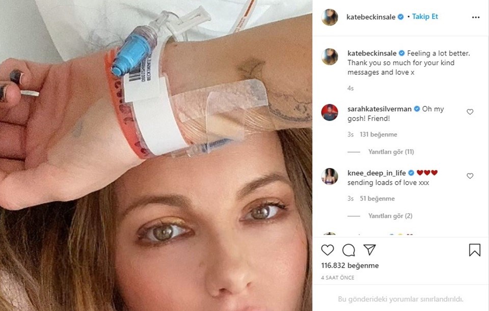 Kate Beckinsale hastane yatağından paylaştı - 1