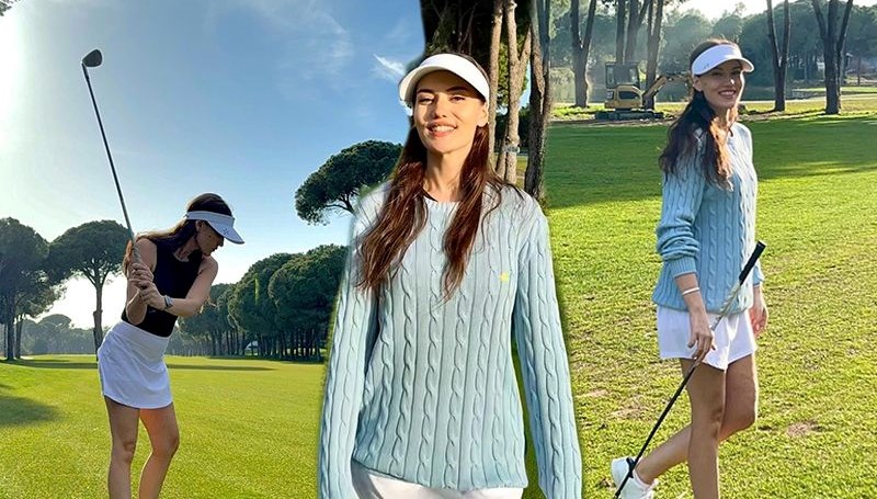 Fahriye Evcen golfteki hünerlerini sergiledi