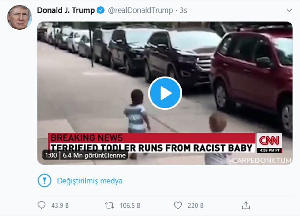 Twitter'dan Trump'ın paylaşımına "manipüle edilmiş medya" etiketi - 1