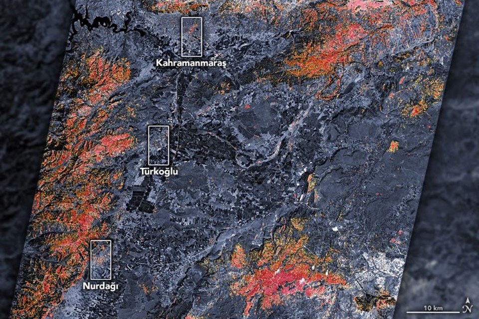 NASA'dan 3 bölgedeki deprem hasarını gösteren harita - 1